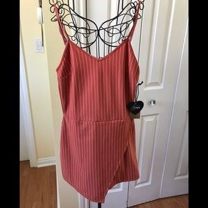 Popular Basics Romper/Shorts w/adjustable spaghetti straps Peach/Orange Striped